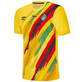Yellow Zimbabwe soccer jersey with red green black brush stripes and national crest Umbro logo buy Zimbabwe soccer jersey online