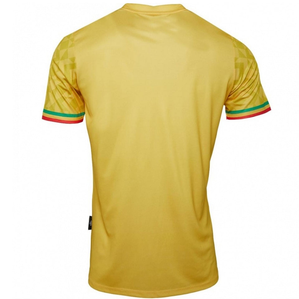 Back view of Umbro Ethiopia yellow jersey featuring vibrant collar accents