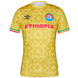 Umbro Ethiopia yellow jersey with unique pattern and colorful accents for soccer enthusiasts