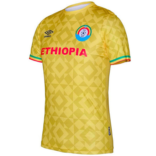 Umbro Ethiopia yellow jersey featuring a geometric pattern and vibrant colors for soccer fans