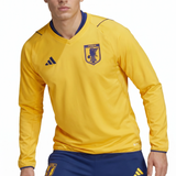 Yellow and blue Japan windbreaker with Adidas logo on a white background