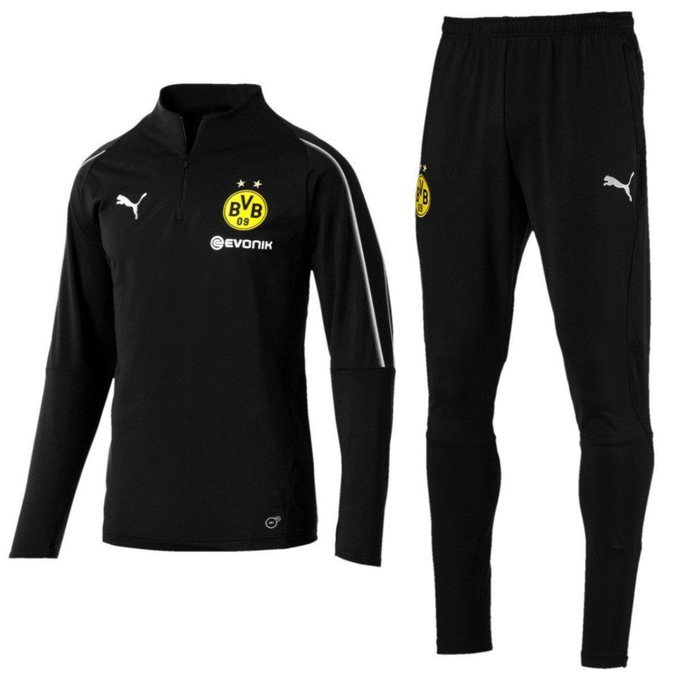BVB Borussia Dortmund Black Training Technical Tracksuit 2018/19 - Puma - SoccerTracksuits.com