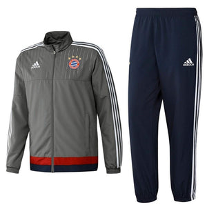 Bayern Munich Grey Presentation Soccer Tracksuit 2015/16 - Adidas - SoccerTracksuits.com