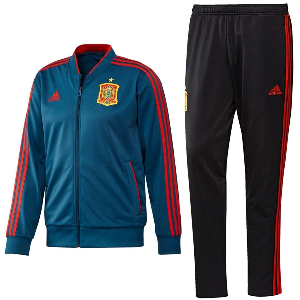 Spain Players Training Bench Soccer Tracksuit 2018/19 - Adidas - SoccerTracksuits.com
