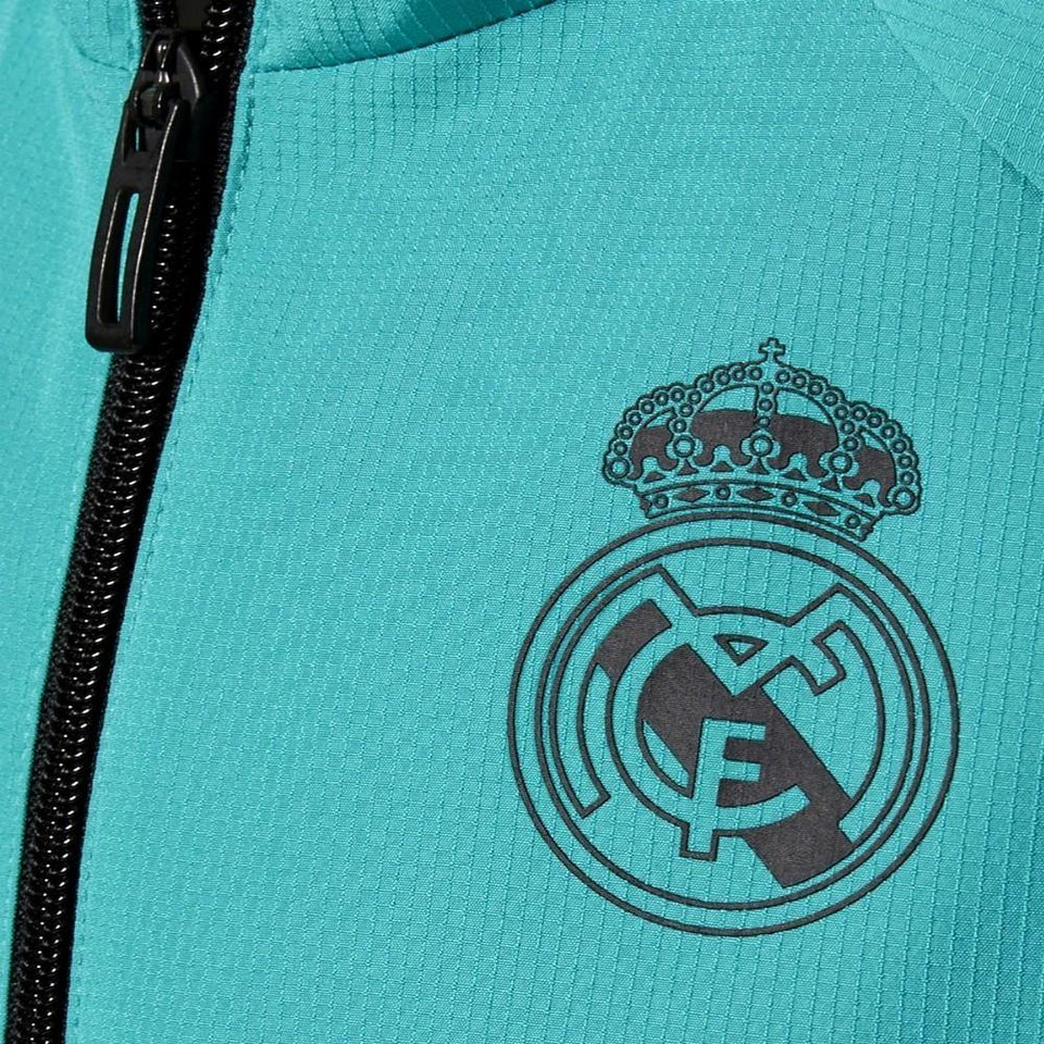 Real Madrid Presentation Soccer Tracksuit 2018 Black/Light Blue - Adidas - SoccerTracksuits.com