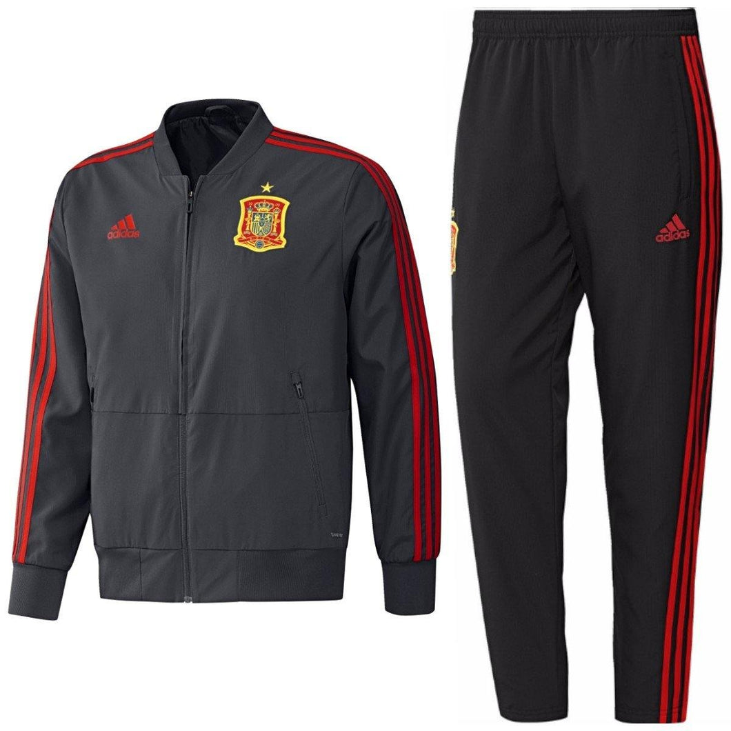 Spain Grey Training Presentation Soccer Tracksuit 2018/19 - Adidas - SoccerTracksuits.com