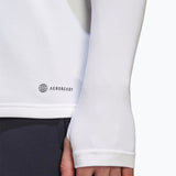 White closeup of Bayern Munich technical tracksuit men sleeve and Aeroready logo on hem