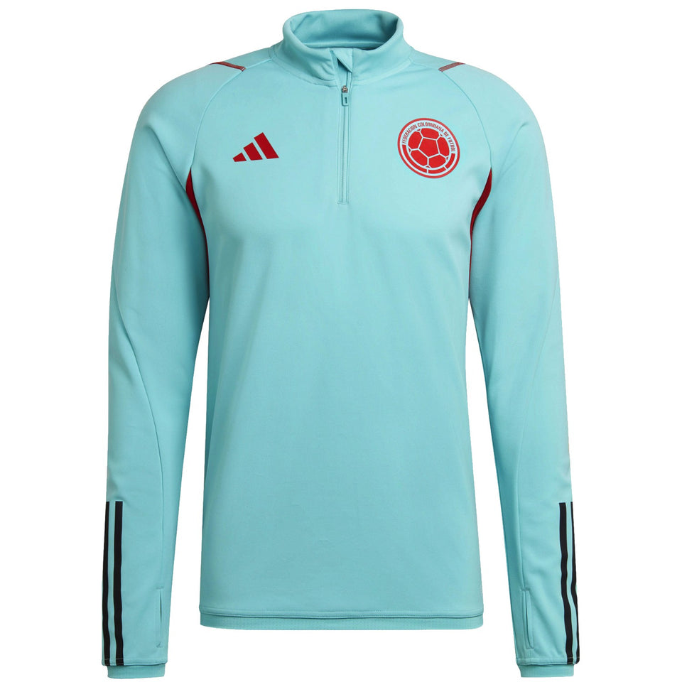 Adidas Colombia training tracksuit 2022 in light blue, featuring zip-up design and team logo