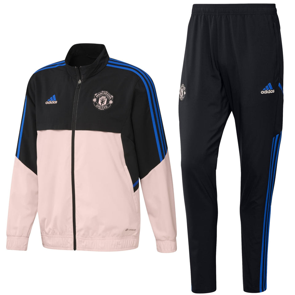 Adidas Manchester United presentation tracksuit featuring a stylish zip-up jacket and matching pants