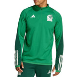 Green Mexico soccer tracksuit 2022 long sleeve top with quarter zip and white logo details