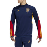 Adidas Spain training tracksuit navy 2022 featuring team logo and color-blocked design for athletes