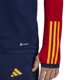 Adidas Spain training tracksuit navy 2022 featuring red sleeves and yellow detailing for comfort during workouts