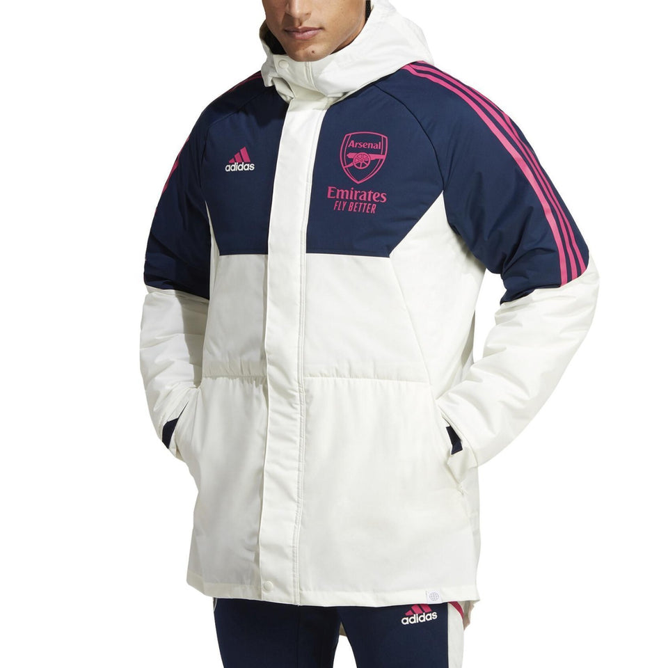 Arsenal FC Soccer parka down jacket 2023 white/blue - Adidas