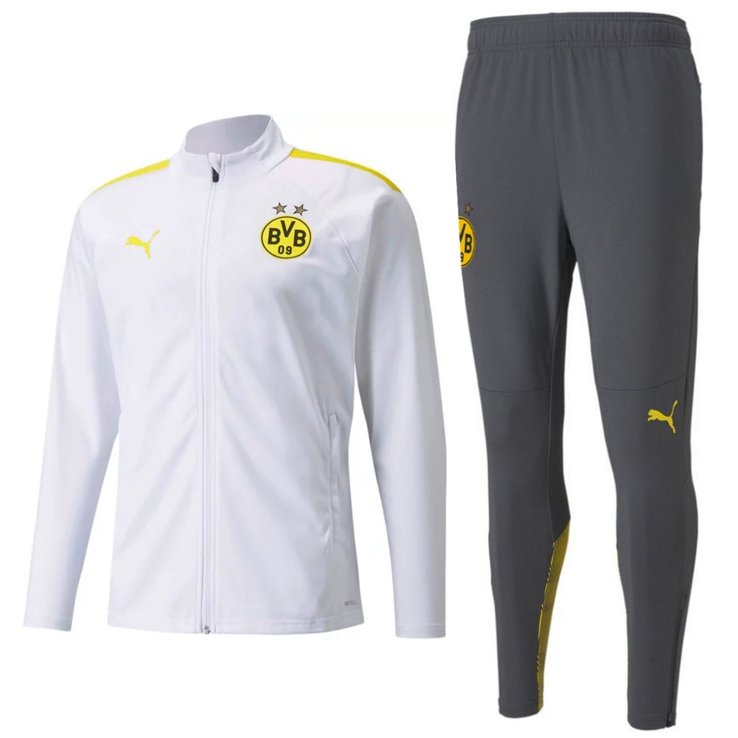BVB Borussia Dortmund white/grey training bench tracksuit 2022 - Puma