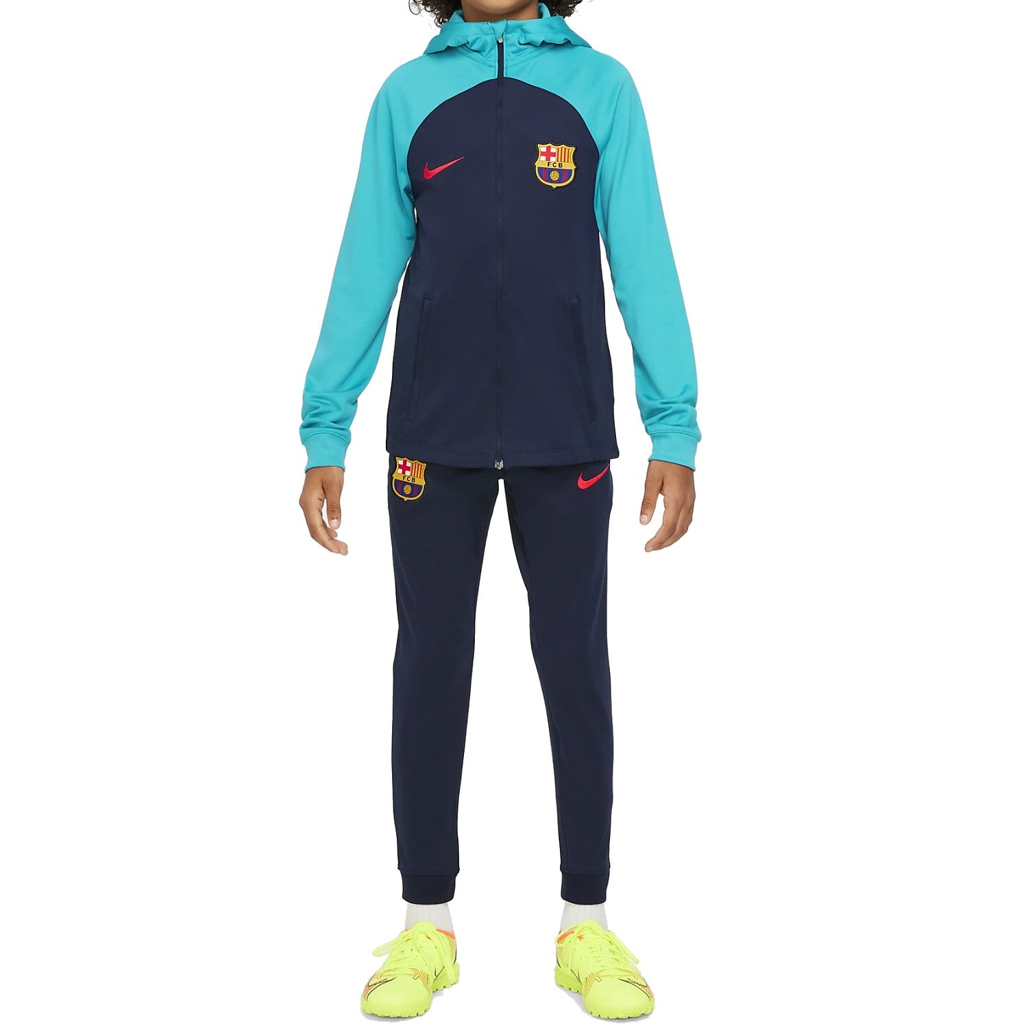 Kids - FC Barcelona 2022/23 tracksuit - Soccer Nike presentation hooded –