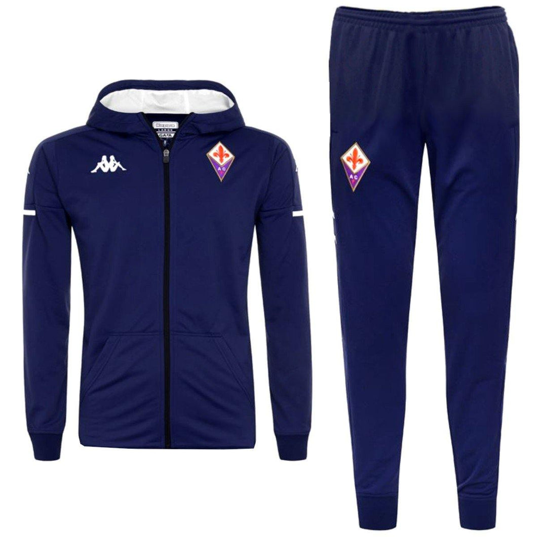 AC Fiorentina navy hooded presentation soccer tracksuit 2020/21 - Kappa - SoccerTracksuits.com