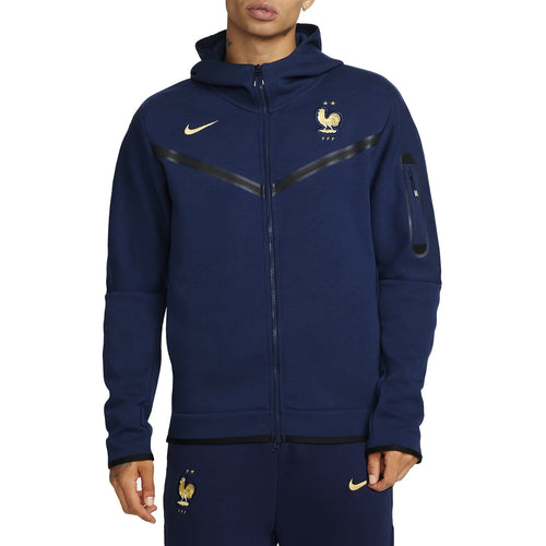 France Tech fleece tracksuit 2022 in navy with zip-up jacket and matching pants for athletes