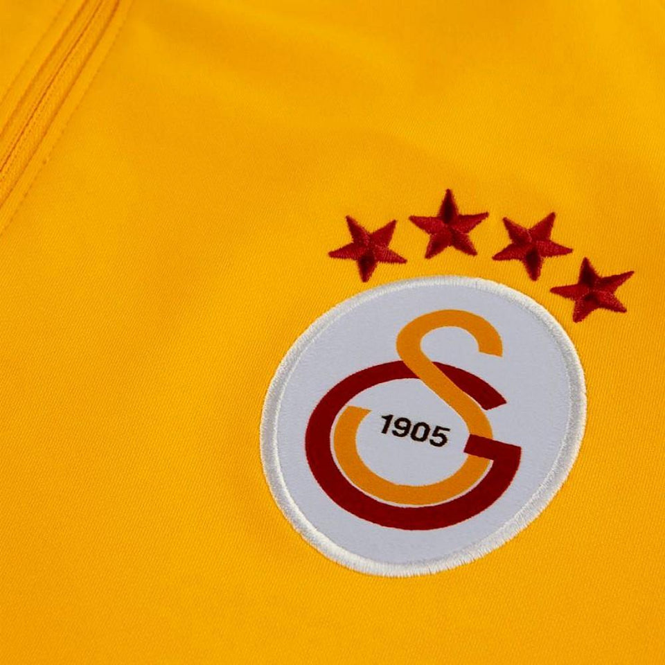 Close-up of the Galatasaray Nike training tracksuit logo featuring the club badge and stars