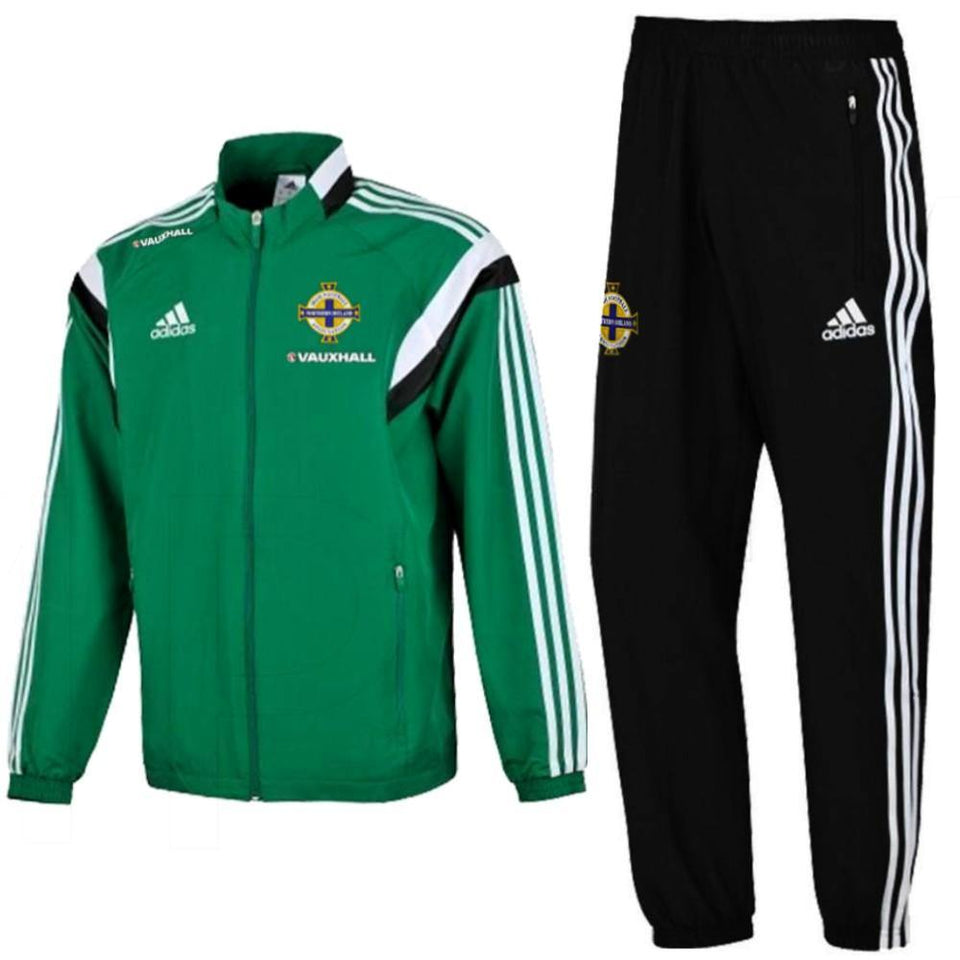 Northern Ireland soccer green presentation tracksuit 2015/16 - Adidas - SoccerTracksuits.com