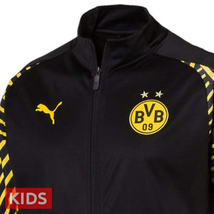 Kids - Borussia Dortmund black pre-match training soccer tracksuit 2018/19 - Puma - SoccerTracksuits.com