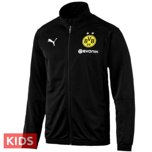 Kids - BVB Borussia Dortmund black training bench soccer tracksuit 2018/19 - Puma - SoccerTracksuits.com