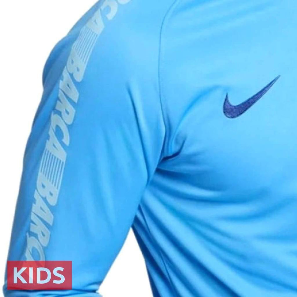 Kids - FC Barcelona soccer presentation Tracksuit light blue 2019 - Nike - SoccerTracksuits.com