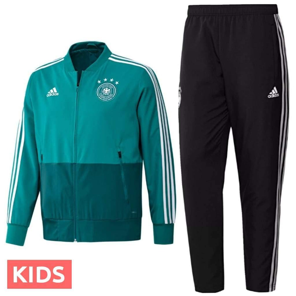 Kids - Germany green presentation Soccer Tracksuit 2018/19 - Adidas - SoccerTracksuits.com