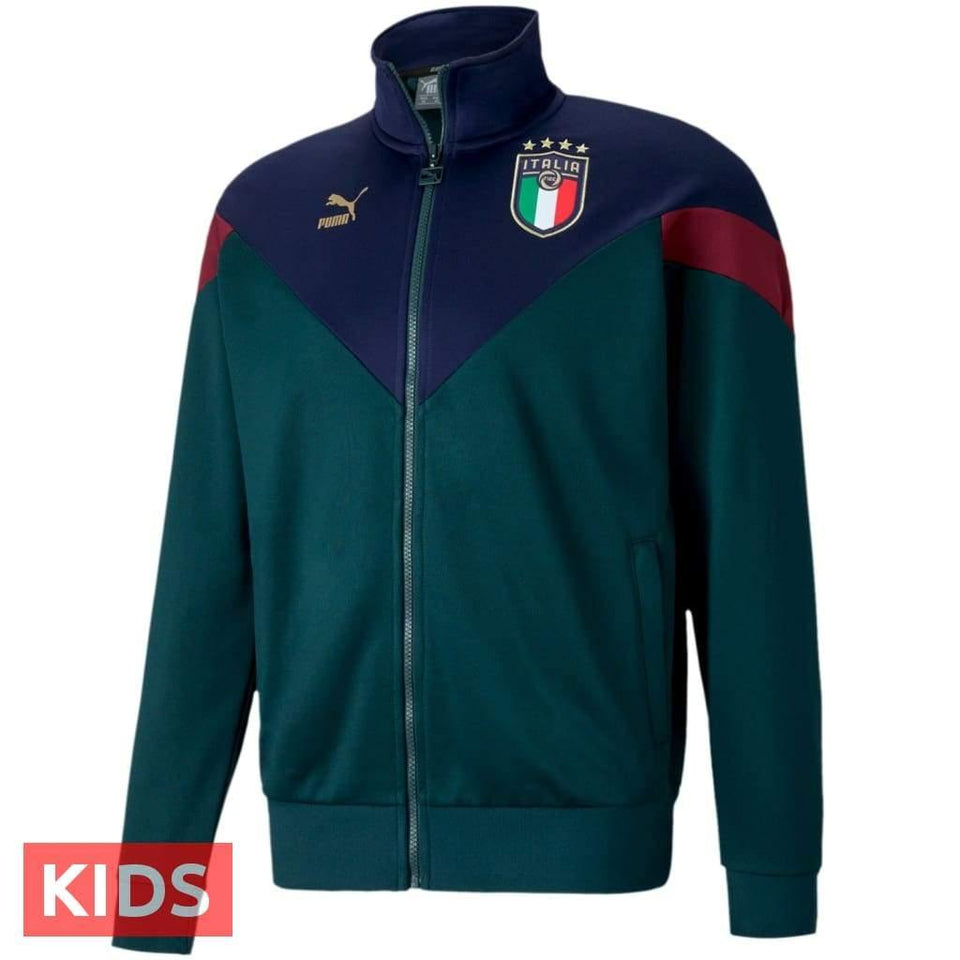 Kids - Italy green cotton presentation Soccer tracksuit 2019 - Puma - SoccerTracksuits.com