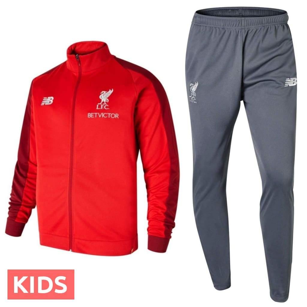 Kids - Liverpool Fc red/grey presentation Soccer tracksuit 2018/19 - New Balance - SoccerTracksuits.com