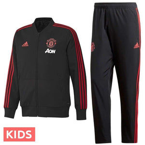 Kids - Manchester United presentation black soccer tracksuit 2018/19 - Adidas - SoccerTracksuits.com