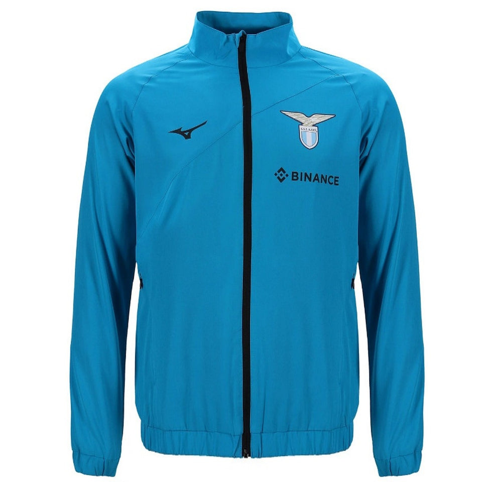 Lazio Mizuno soccer tracksuit light blue featuring a sleek design and logo for soccer enthusiasts