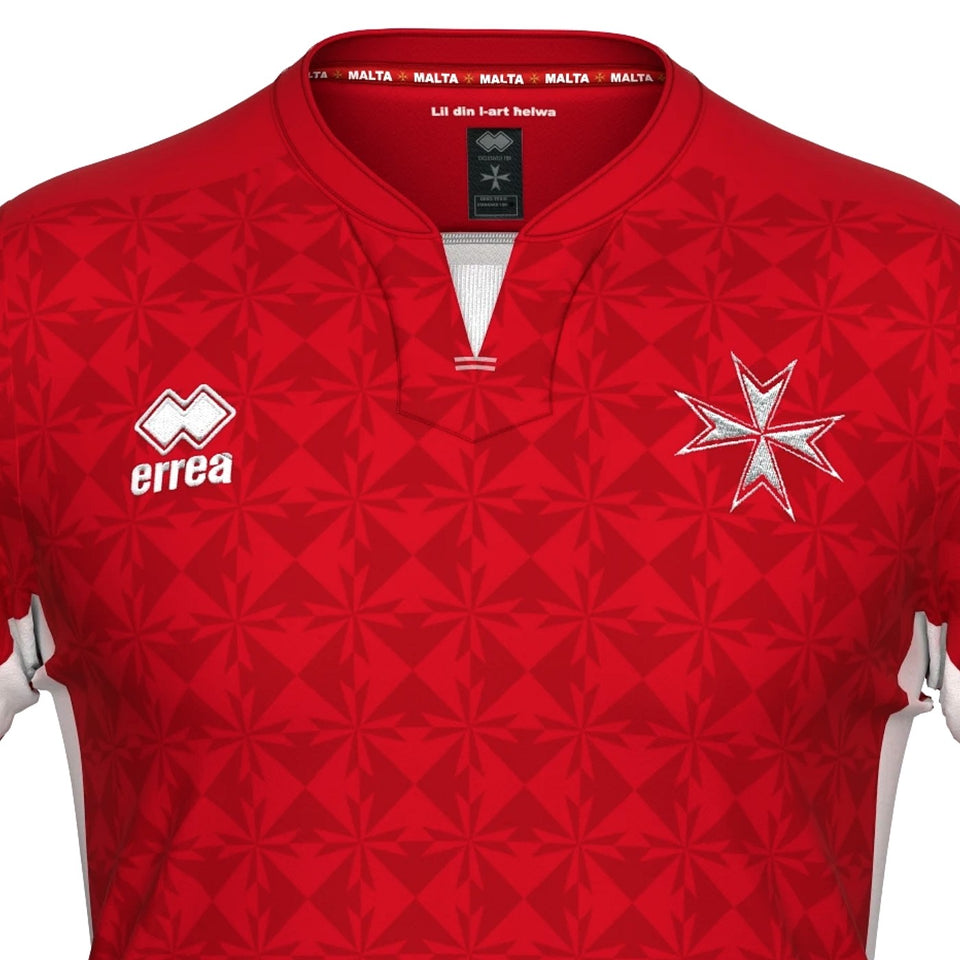 Malta national soccer jersey 2022 in red with a unique design and Malta logo for soccer fans