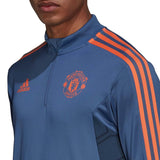 Manchester United training tracksuit 2022 23 with blue design and orange accents from SoccerTracksuits.com