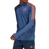 Manchester United training tracksuit 2022 23 with blue body and orange accents for athletes