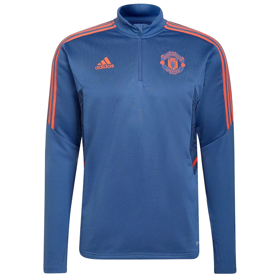 Manchester United training tracksuit 2022 23 with blue design and orange accents
