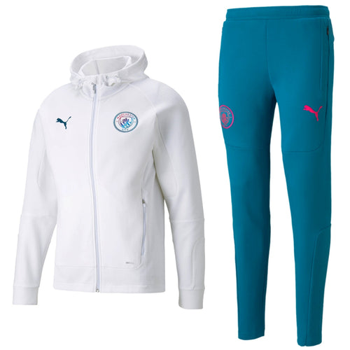 Manchester City hooded Casual presentation tracksuit 2022 white/blue - Puma