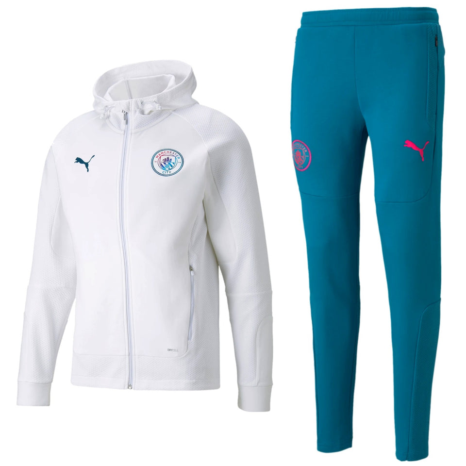 Manchester City hooded Casual presentation tracksuit 2022 white/blue - Puma