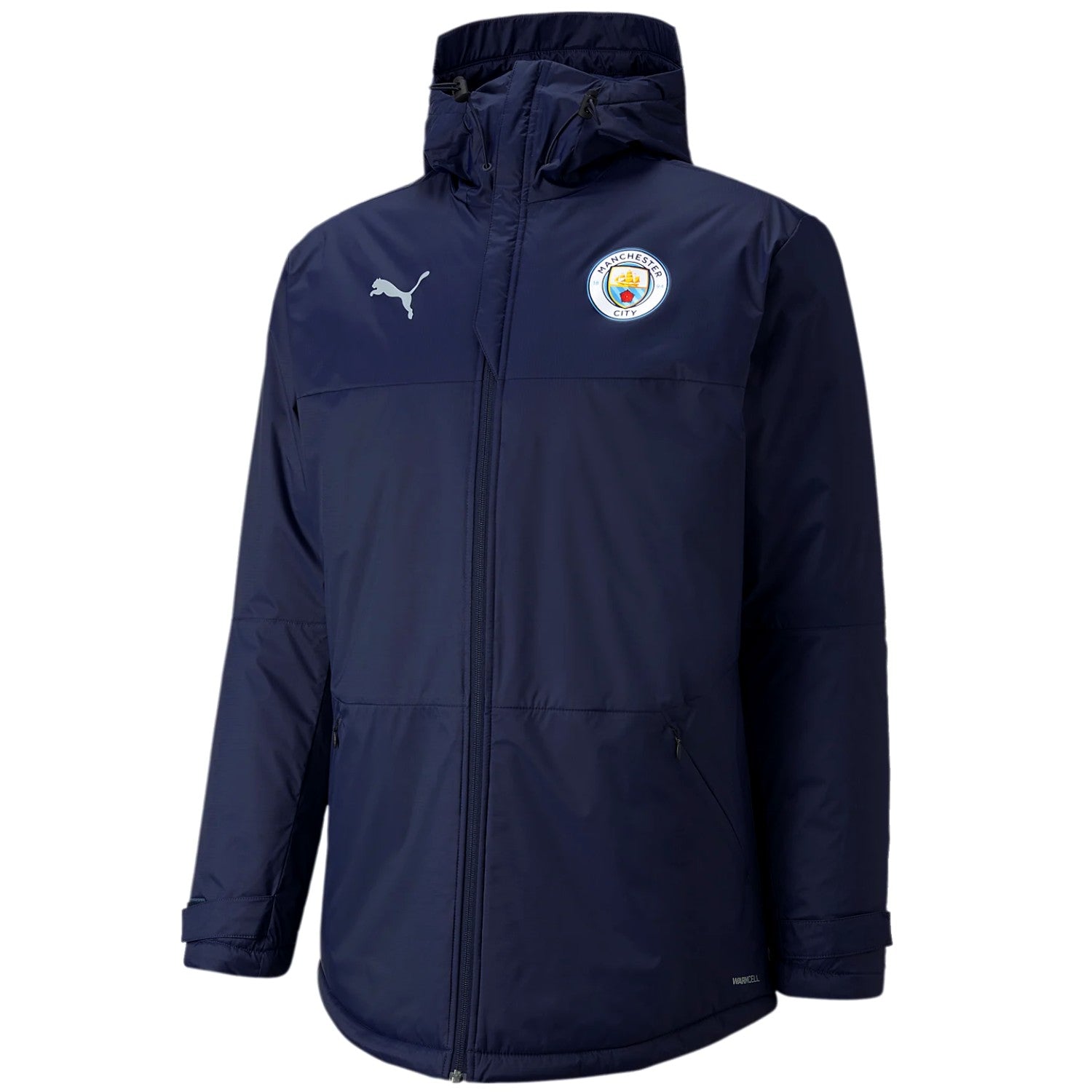 Manchester City soccer bench padded jacket 2021/22 navy - Puma ...