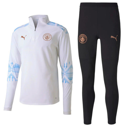 Manchester City Weiß/Grauer technischer Pre-Match-Trainingsanzug 2020/21 - Puma