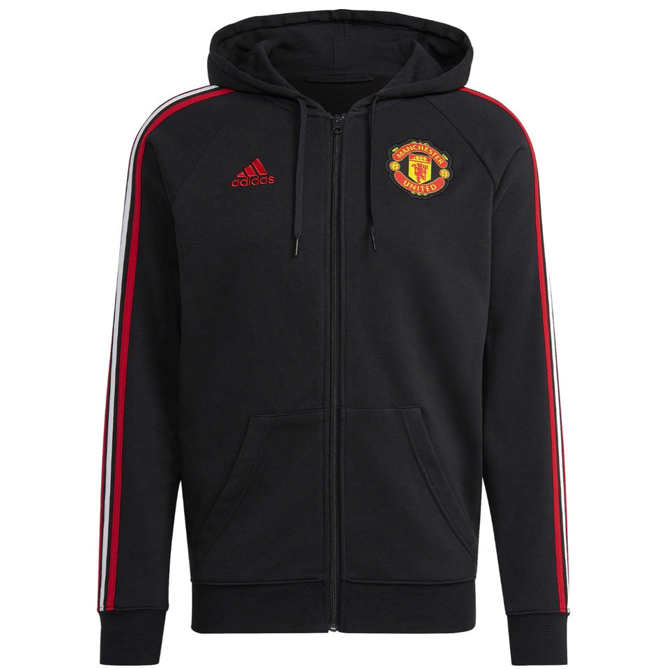 Manchester United Casual 3S black hooded tracksuit 2022/23 - Adidas