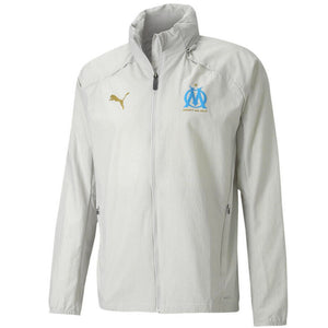 Olympique Marseille soccer training rain jacket 2021 light grey - Puma