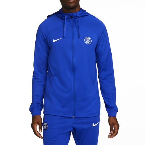 Buy Nike PSG soccer tracksuit online in blue with full zip hoodie and matching pants from SoccerTracksuits.com