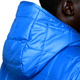 Nike France bomber jacket 2022 featuring a blue quilted design and a cozy hood for casual wear