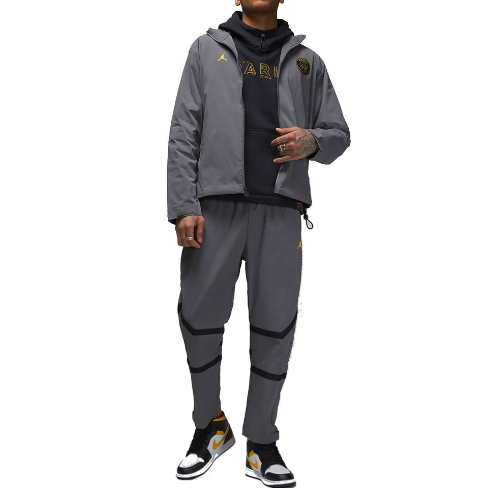 Men's grey Jordan PSG presentation suit with jacket and jogger pants from SoccerTracksuits.com