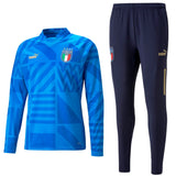 Puma Italy pre-match training suit in blue with long sleeves and matching pants for soccer practice