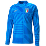 Puma Italy pre-match training suit featuring a stylish blue design and Italia logo for soccer training
