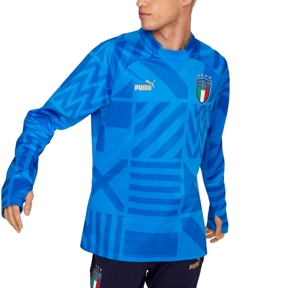 Puma Italy pre-match training suit featuring a stylish blue design and lightweight fabric