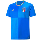 Kids Italy soccer jersey 2022 blue Puma short sleeve shirt with Italy crest and four stars