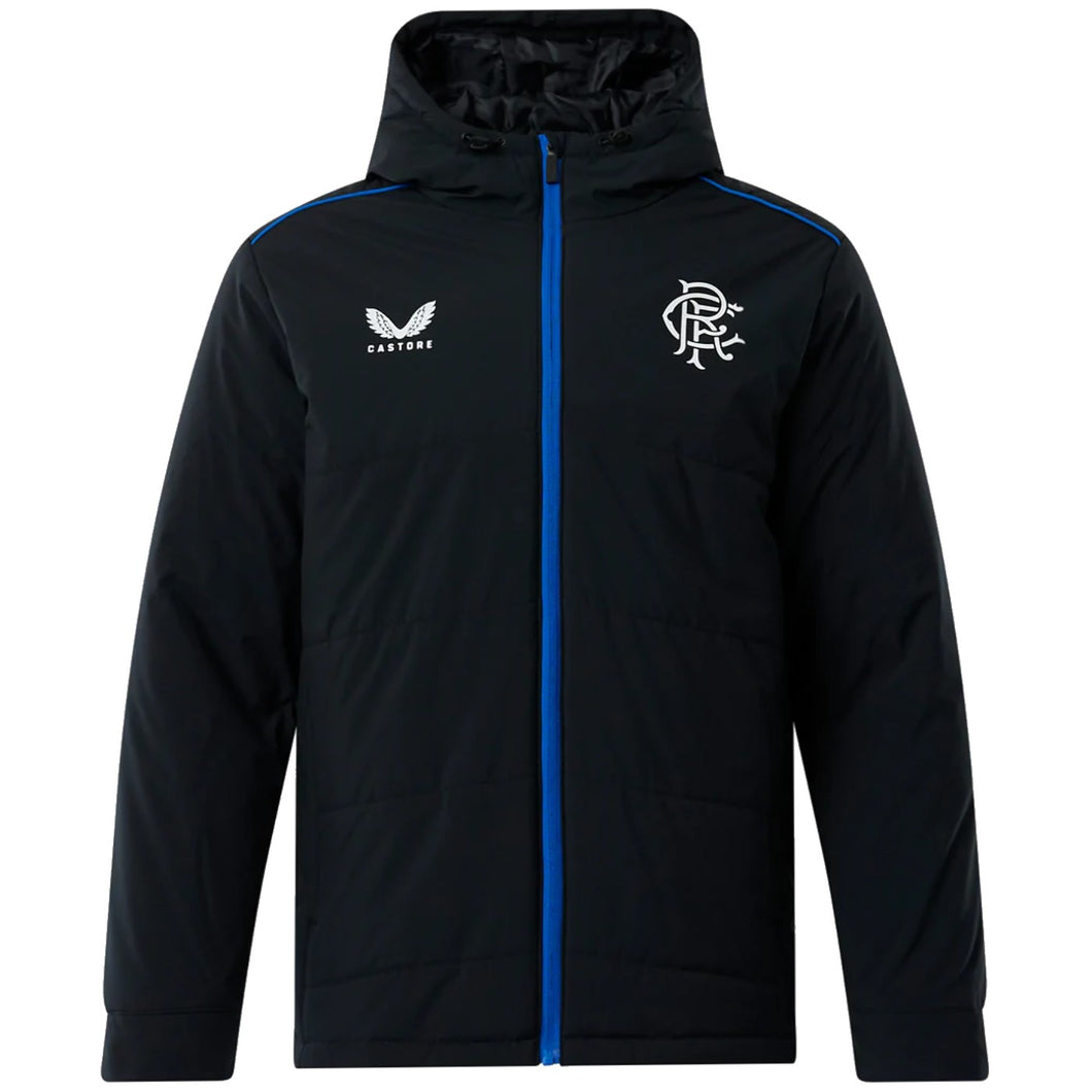 Rangers Glasgow black padded bench jacket 2022/23 - Castore
