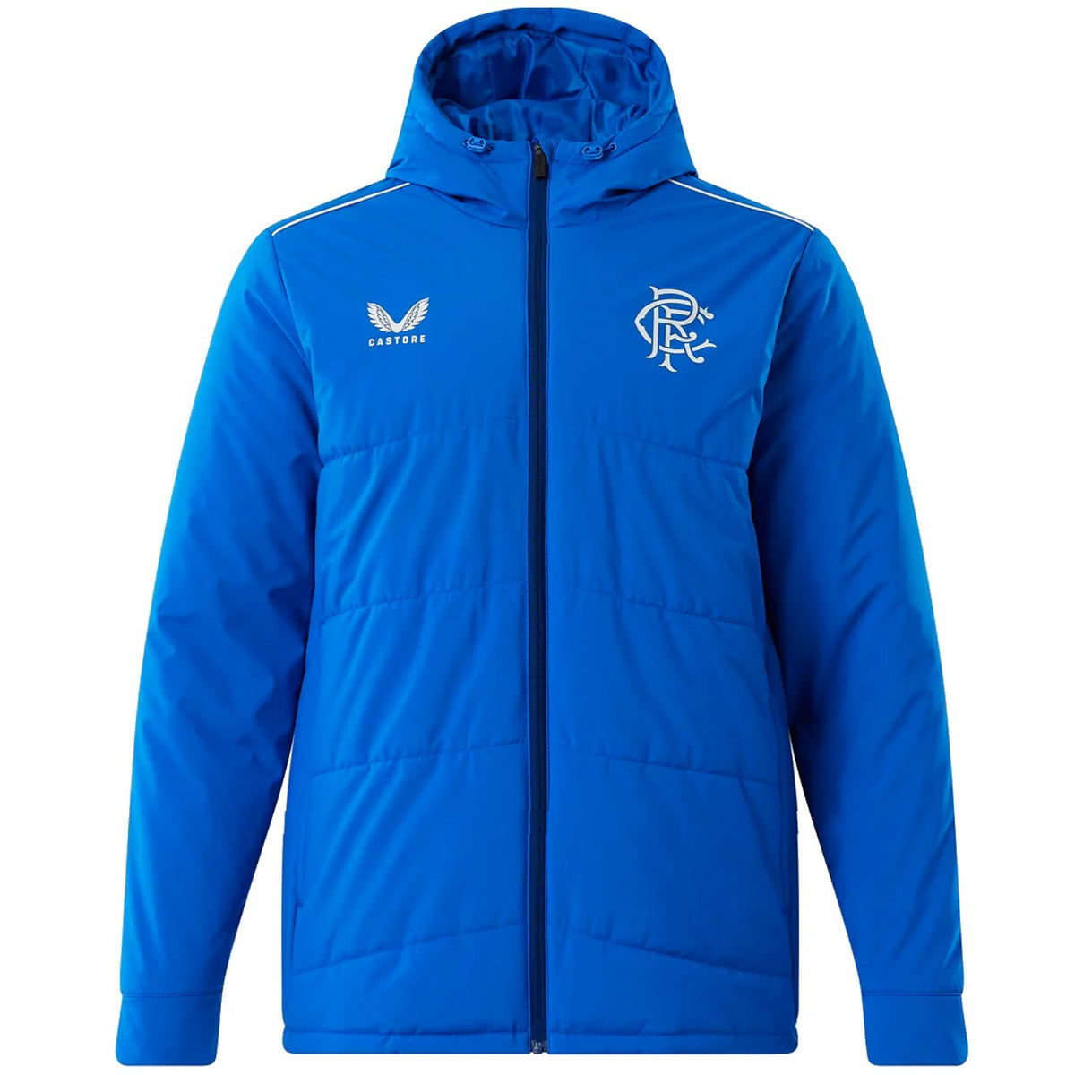 Rangers Glasgow blue padded bench jacket 2022/23 - Castore ...